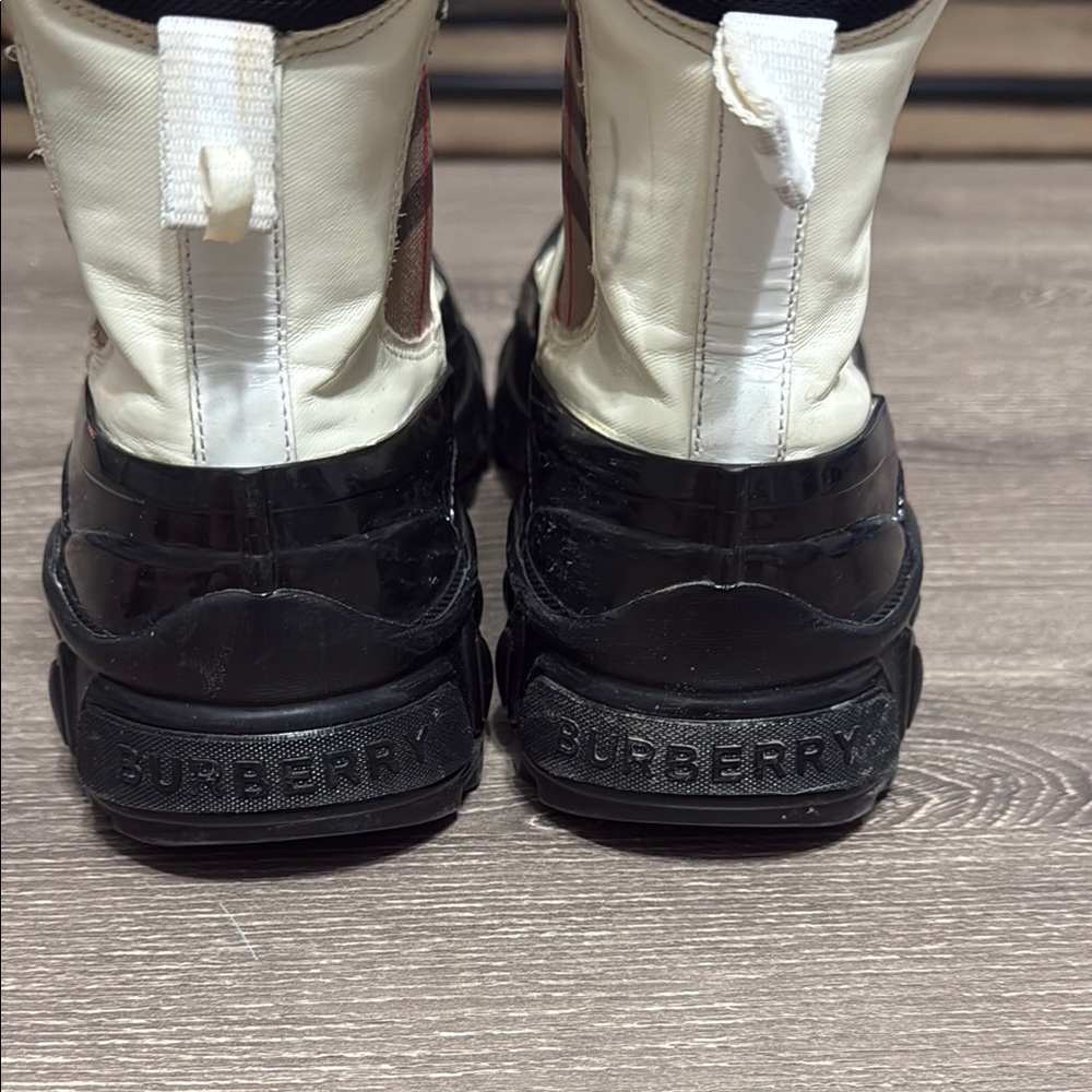 Burberry Black and White Boots with Chunky Sole